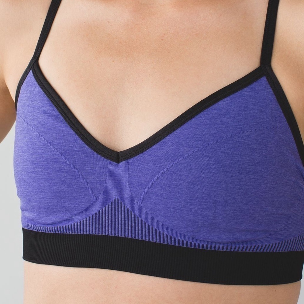 Lululemon Hold Your Om Bra II Size 6 Heathered Iris Purple Strappy Low Support